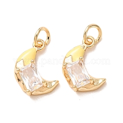 Ciondoli in ottone con pavé di zirconi trasparenti e smalto&nbsp;CU-K002-47G-M