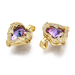 Pendentifs zircone cubique rouge violet moyen en laiton&nbsp;KK-Q769-019-NF