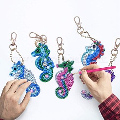 5D-Diamantmalerei-Schlüsselanhänger-Set mit Seepferdchen zum Selbermachen&nbsp;DIY-WH0161-59A