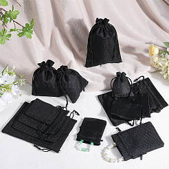 16 Stück 4 Stile Polyester-Imitat Sackleinen Verpackungsbeutel Kordelzugbeutel&nbsp;ABAG-BBC0001-01A