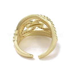 Offener Manschettenring aus Messing mit Mikropavé-Kubikzirkonia&nbsp;RJEW-K256-51G