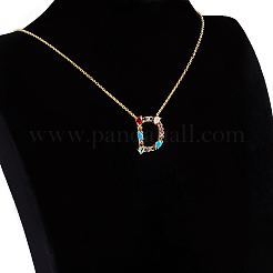 Colliers avec pendentifs initiaux en laiton doré&nbsp;NJEW-S069-JN002-D