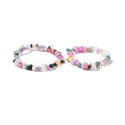 2 Stück gemischte Edelstein-Chips-Stretch-Armbänder für Eltern und Kinder&nbsp;BJEW-JB08431