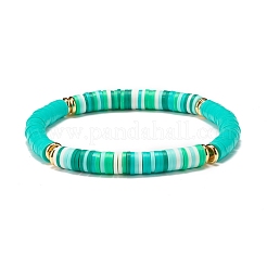 Natürliches Lavagestein & handgefertigtes Heishi-Stretch-Armband-Set aus Fimo&nbsp;BJEW-JB07512