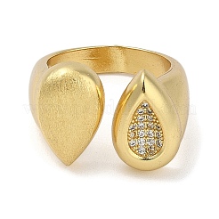 Gestellplattierung Messing Mikropflaster Zirkonia Manschettenfingerringe für Frauen&nbsp;RJEW-C114-19C-G