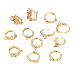 12 paio di orecchini a cerchio in ottone micro pavé con zirconi cubici trasparenti&nbsp;KK-TA0002-86