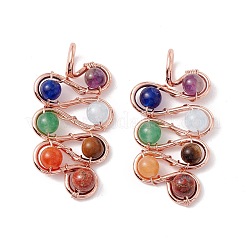 Pendentifs en laiton avec pierres naturelles mélangées&nbsp;FIND-E023-04