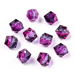 Perle acriliche verniciate a spruzzo bicolore trasparente&nbsp;ACRP-TD002-03