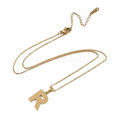Placcatura ionica (ip) lettera iniziale 304 collane con ciondolo in acciaio inossidabile&nbsp;NJEW-M199-01G-R