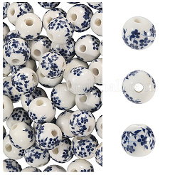 80 Stück Porzellanperlen mit Blumenmuster&nbsp;PORC-SC0001-17