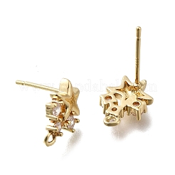 Orecchino a perno in ottone con zirconi cubici&nbsp;KK-Q048-14G