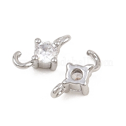Dijes de conector redondo plano con circonita cúbica transparente pavé de latón&nbsp;KK-H538-21A-P