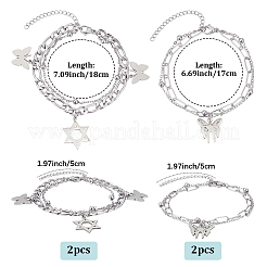 4 Stück 2 Stile Legierung mehrsträngige Armbänder für Frauen&nbsp;BJEW-SC0001-59