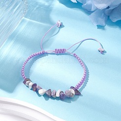 Verstellbare geflochtene Armbänder aus natürlichen Edelsteinen für Damen&nbsp;BJEW-JB10997-02
