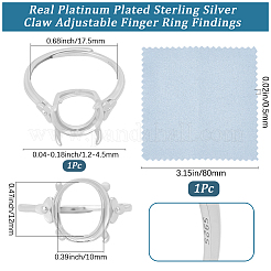 1 Stück verstellbarer Ring mit 925 Zirkonia-Komponenten aus Sterlingsilber&nbsp;STER-BBC0009-15