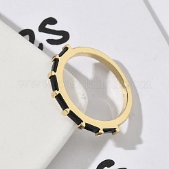Anillos de dedo de circonita cúbica con micro pavé de latón para mujer&nbsp;RJEW-H256-10G-01
