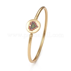 Armreifen aus Messing mit Micropave-Kubikzirkonia-Beschichtung&nbsp;BJEW-E071-22G-01
