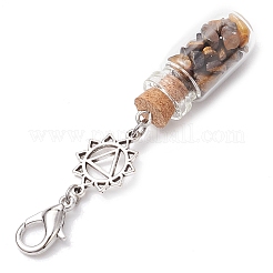 7 pièce de 7 styles de perles de pierres précieuses naturelles et synthétiques chakra à l'intérieur de décorations de pendentif de bouteille de souhait en verre&nbsp;HJEW-JM02344