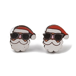 Weihnachtsohrstecker aus Holz mit Stahlnadel&nbsp;EJEW-U016-03P-03