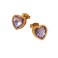 Orecchini a forma di cuore in acciaio inossidabile 304&nbsp;EJEW-D347-02G