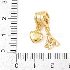 Ciondoli alfabeto in ottone micro pavé di zirconi trasparenti&nbsp;KK-Z151-20G