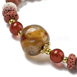 Braccialetti con perline intrecciate a rondelle di roccia lavica naturale tinta&nbsp;BJEW-Z026-01E