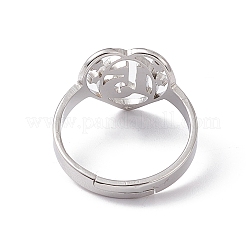 Bague ajustable en acier inoxydable 201 anti-ternissement en forme de cœur avec numéro 15 pour femme&nbsp;RJEW-C045-12P