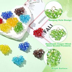 7 pendentif en forme de cœur en perles de verre et fil de cuivre fait à la main&nbsp;PALLOY-CJ00101