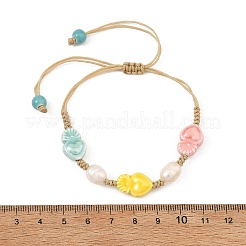 Armbänder aus glasierten Porzellanperlen und geflochtenen Perlen aus natürlichen Süßwasserzuchtperlen&nbsp;BJEW-JB14202-02