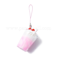 Decoraciones colgantes de copa de helado de fresa de plástico pvc&nbsp;HJEW-WH0039-24