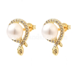 Pendientes de serpiente con micropavé de latón redondo y circonitas cúbicas transparentes&nbsp;EJEW-C154-11G