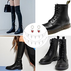4 stücke 2 arten messing gedrehten ketten boot strap ketten & herz legierung emaille schuhe charms sets&nbsp;HJEW-BM0001-07