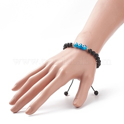7 pièces 7 couleurs pierre de lave naturelle & lampwork mauvais œil tressé ensemble de bracelets de perles&nbsp;BJEW-JB08865