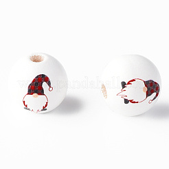 Cuentas redondas de madera natural pintada&nbsp;WOOD-N006-180C