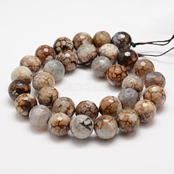 Brins de perles d'agate craquelée de feu naturel à facettes&nbsp;X-G-F447-12mm-B14