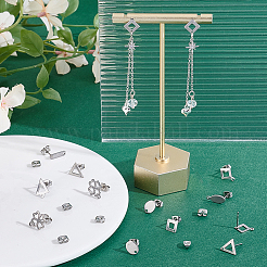 80 pièce 8 styles 201 boucles d'oreilles à tige en acier inoxydable avec trou&nbsp;EJEW-GA0001-07P