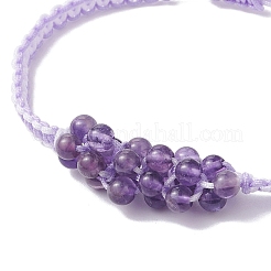 Pulseras trenzadas de cuentas de amatista natural&nbsp;BJEW-MZ00253-03