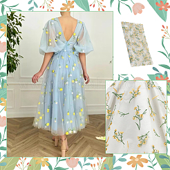Spitzenstoff aus Polyester mit Blumenmuster und Stickerei&nbsp;AJEW-WH0314-267