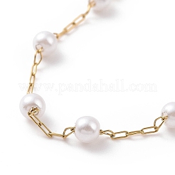 Braccialetti rotondi in plastica con perle finte&nbsp;BJEW-E054-04G
