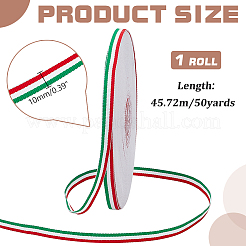 50 Yards dreifarbiges gestreiftes Ripsband aus Polyester&nbsp;OCOR-WH0078-199A