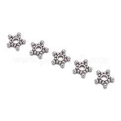Perles intercalaires de style tibétain étoile argenté antique&nbsp;X-AA121