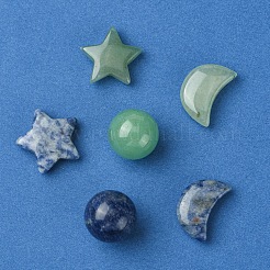 Luna y estrella curativas de piedras preciosas naturales y adornos redondos&nbsp;AJEW-FS0001-12A