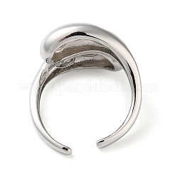 Umweltfreundlicher offener Manschettenring aus Messing mit Mikropflaster und klarem Zirkonia für Damen&nbsp;RJEW-A025-04P-01
