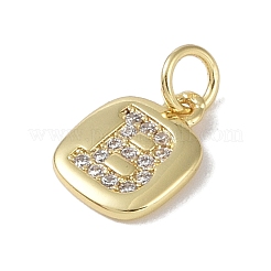 Placage de crémaillère en laiton micro pavé breloques en zircone cubique claire&nbsp;KK-E110-14G-B