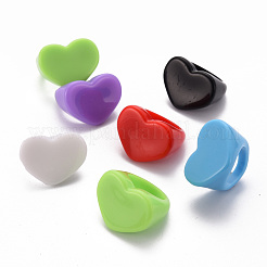 Blickdichte Acryl-Herzfingerringe&nbsp;RJEW-T010-14