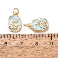 Micro pavé de zircone cubique transparent en laiton avec pendentifs en émail&nbsp;CU-K002-52G-C