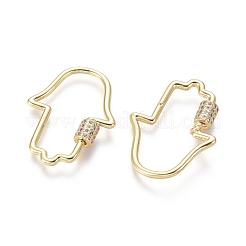 Messing Micro Pave Zirkonia Schraube Karabiner Schloss Charms&nbsp;ZIRC-I031-13G
