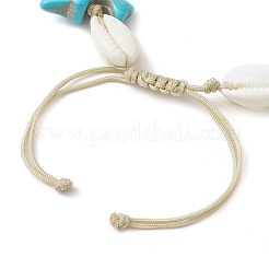 Sommerliche Armbänder aus geflochtenen Perlen aus Kauri-Muschel und synthetischem Türkis&nbsp;BJEW-JB10370
