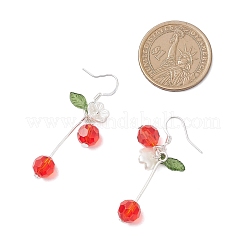 Boucles d'oreilles pendantes en perles de verre et cerises&nbsp;EJEW-JE06640-02
