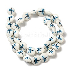 Hilos de cuentas de jade blanco sintético impreso.&nbsp;G-P507-15A